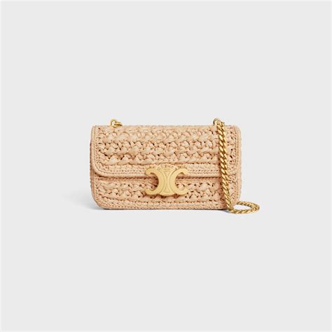 celine raffia mini|CELINE Raffia Calfskin Small Round Bag Natural Tan .